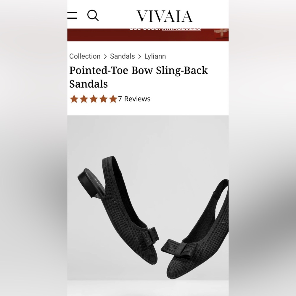 Vivaia pointed toe sling-back flats, BLACK, size 39 (US 8)